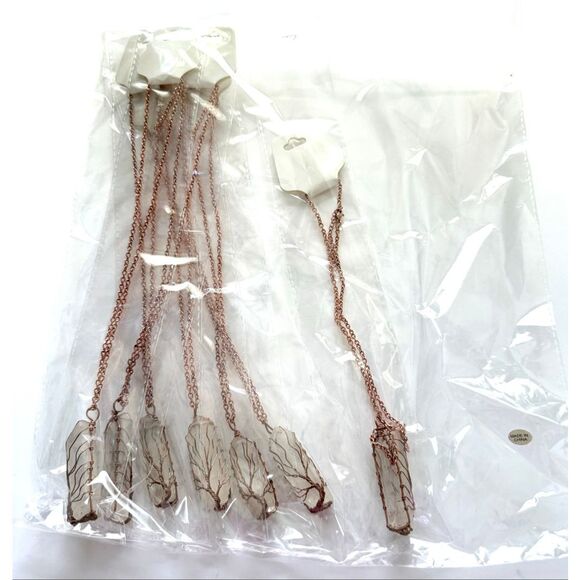 Clear Quartz Crystal Pendant Lot Wire Wrapped Necklaces Reseller Bundle of (7) - Picture 3 of 4